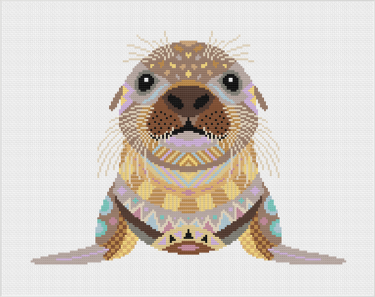 Mandala Sea Lion Counted Cross Stitch Kit
