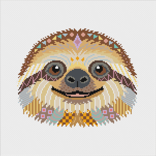 Mandala Sloth Counted Cross Stitch Kit
