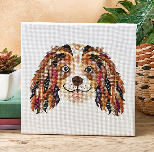 Mandala King Charles Spaniel Dog Counted Cross Stitch Kit