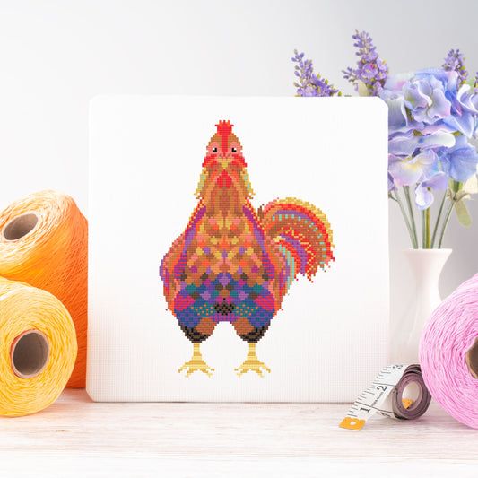 Mandala Rooster Cross Stitch Kit - Material Pack