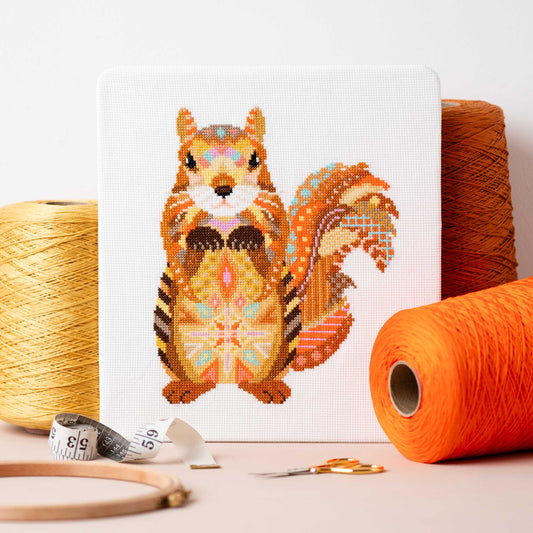 Mandala Squirrel Cross Stitch Kit