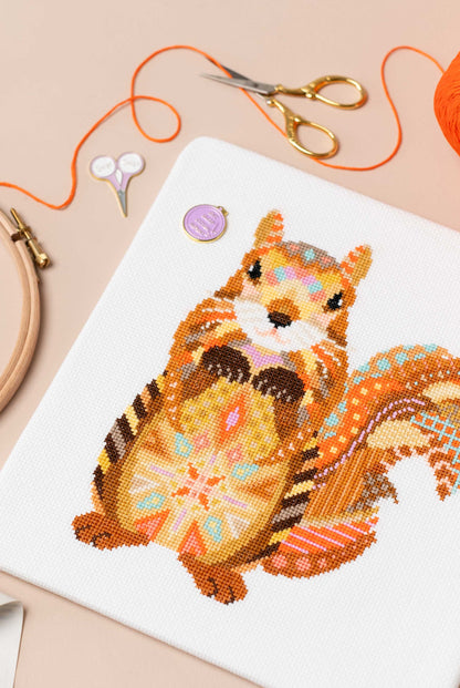 Mandala Squirrel Cross Stitch Pattern