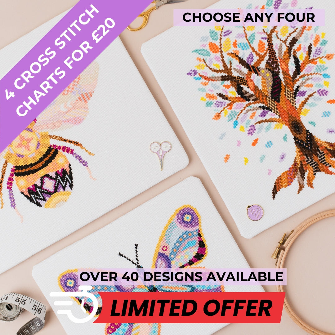 Cross Stitch Chart Set of 4 - Choose Your Own