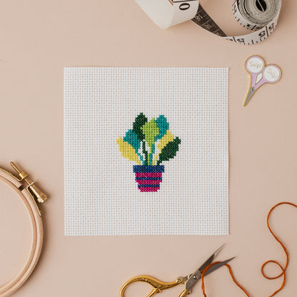Potted Plant Mini Counted Cross Stitch Kit