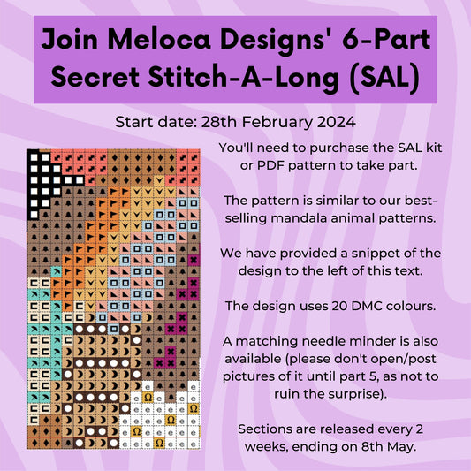 Secret Mandala Animal Cross Stitch-A-Long PDF Pattern and Cross Stitch Kit