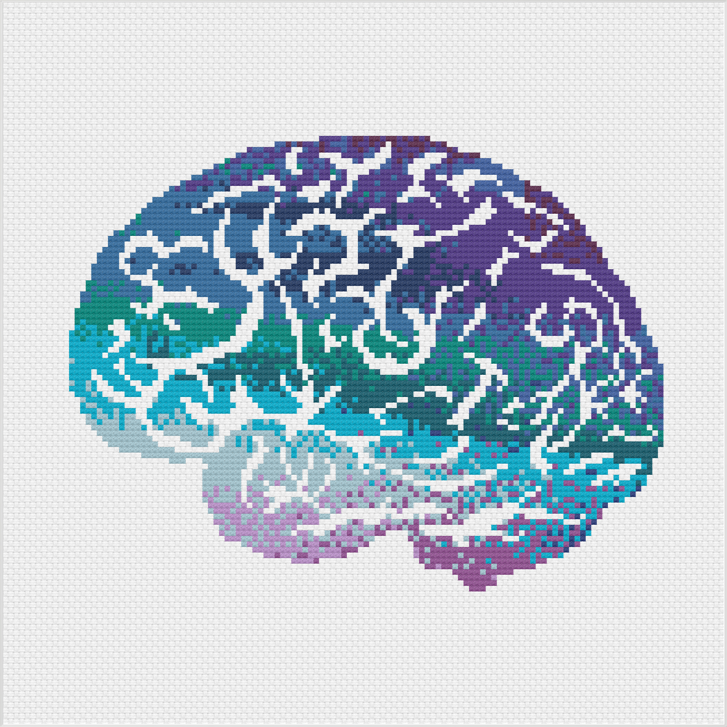 Watercolour Brain Cross Stitch Pattern