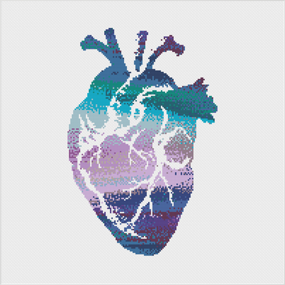 Watercolour Heart Cross Stitch Pattern