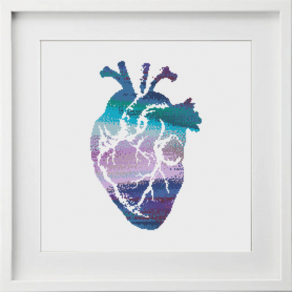Watercolour Heart Cross Stitch Pattern