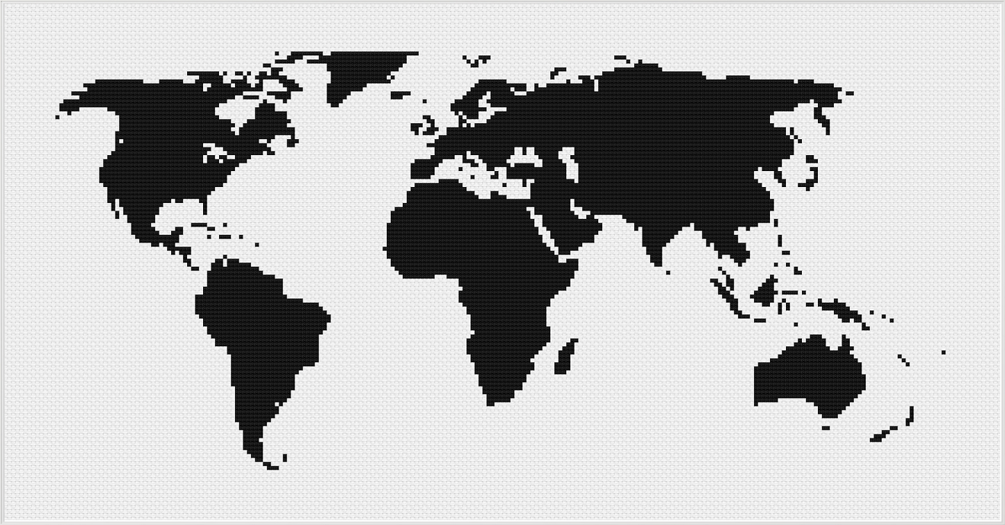 Map of World Cross Stitch Pattern
