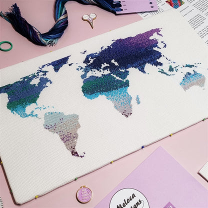 Watercolour Map Cross Stitch Pattern