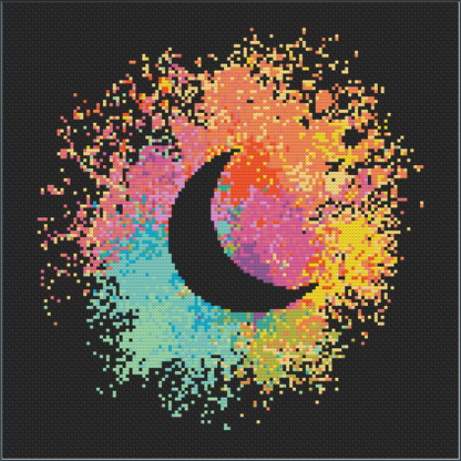 Watercolour Crescent Moon Cross Stitch Pattern