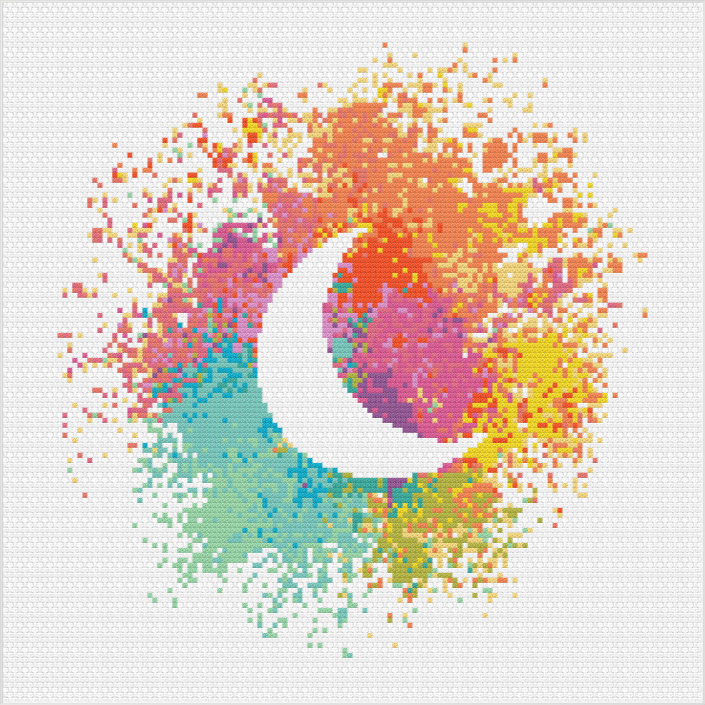 Watercolour Crescent Moon Cross Stitch Pattern