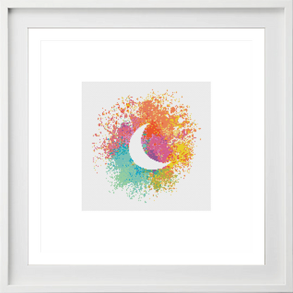 Watercolour Crescent Moon Cross Stitch Pattern