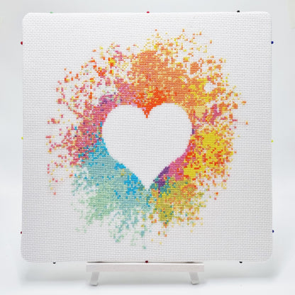 Watercolour Heart Cross Stitch Pattern