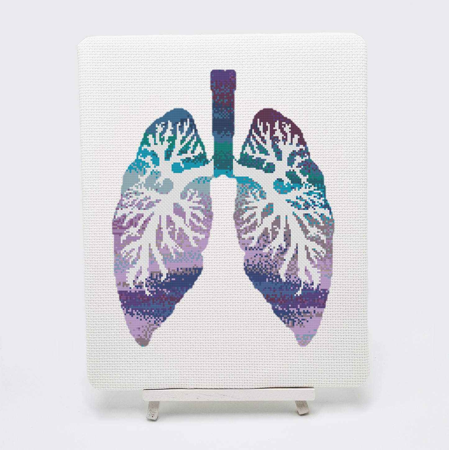 Watercolour Lungs Cross Stitch Pattern