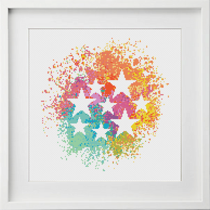 Watercolour Stars Cross Stitch Pattern