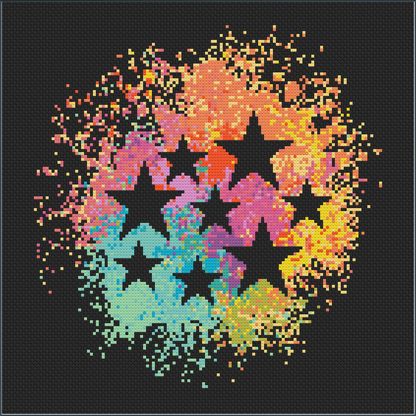 Watercolour Stars Cross Stitch Pattern