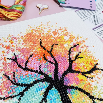 Watercolour Tree Cross Stitch Pattern